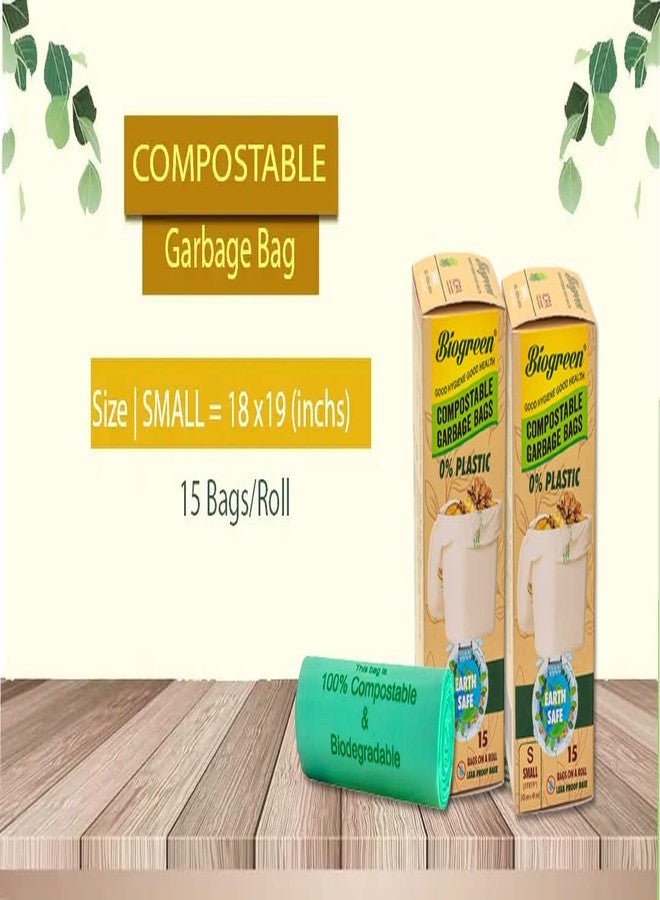 Biogreen Garbage Bag | 18 x 19 (In inches) single pack Small Size |15 Bags in each Roll | Compostable Garbage Bag | Earth Safe - Image 2